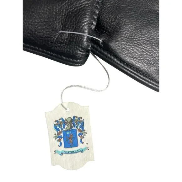 Portolano Leather Gloves Sheepskin Cashmere Lining Small Black - Picture 5 of 6